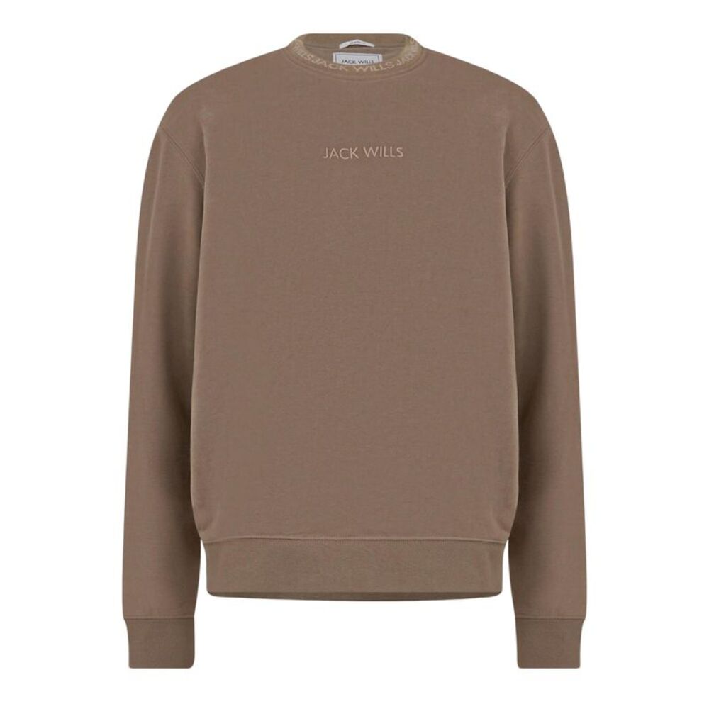 Jack Wills Mens Jacquard Crew Neck Sweatshirt / Fawn